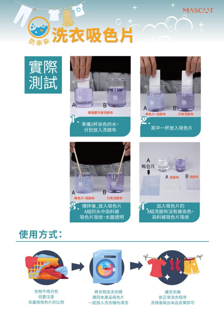 讓衣物持久鮮亮,防止色彩污漬混合,
導致衣物暗沉和串色,保持衣物的鮮亮本色